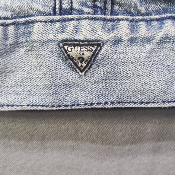 Guess Harold Hooded Denim Jacket youth size M hard washed blue - Picture 12 of 15